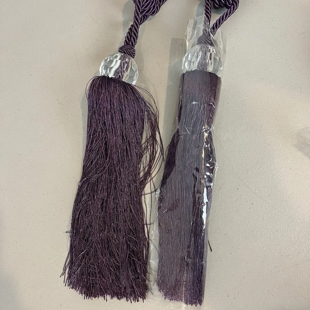 1 Pair Deep Purple Curtain Tieback Tassel Crystal Ball Rope Tiebacks Home Decor